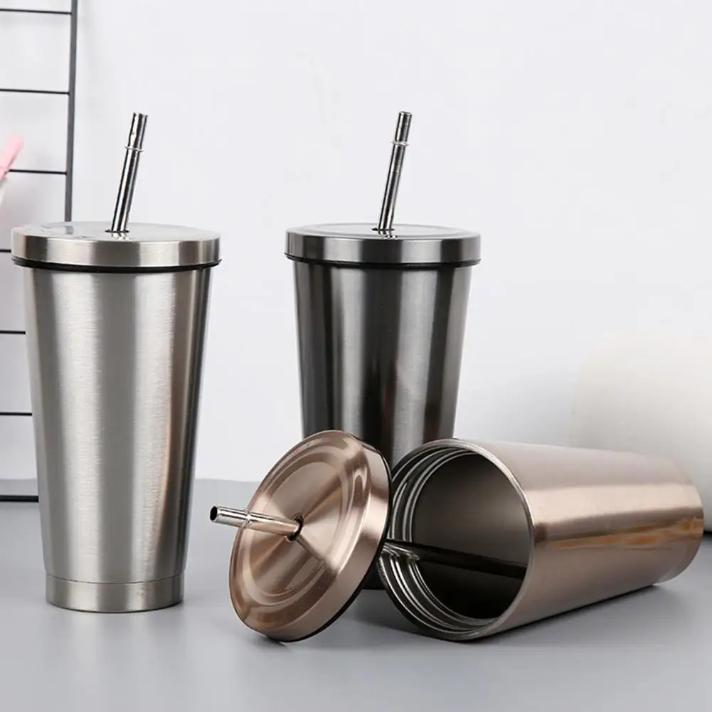 2022 New 750ml Vacuum Cup Stainless Steel Large Capacity Straw Cup Double  Layer Coffee Mug Car Office Water Milk Tea Cups - Mugs - AliExpress