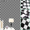Black White Checkered Flag Self Adhesive Wallpaper,Mosaic Trellis Contact Paper,Vinyl Peel and Stick WallPaper,DIY Decor Sticker 2