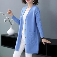 Women's Open Cardigan Sweater Mid-Length Thin New Hot Sale Of The Season Large Size Spring Autumn Popular Knitted Outerwear Loos