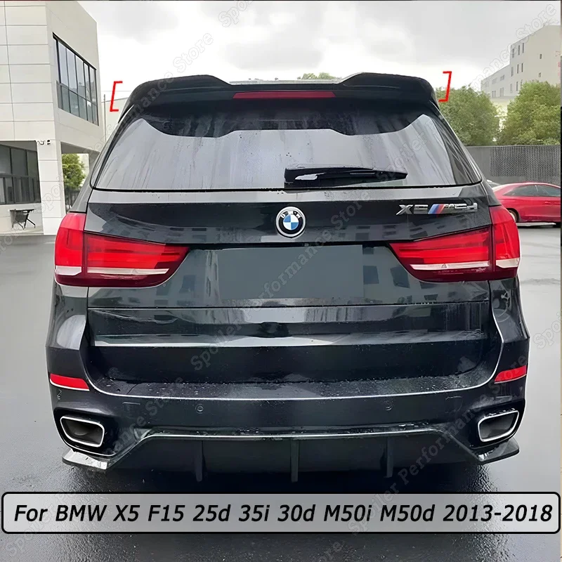 

For BMW X5 F15 25d 35i 30d M50i M50d 2013-2017 2018 Car Rear Trunk Roof Spoiler Wing Accessories Body Kit Tuning Gloss Black ABS