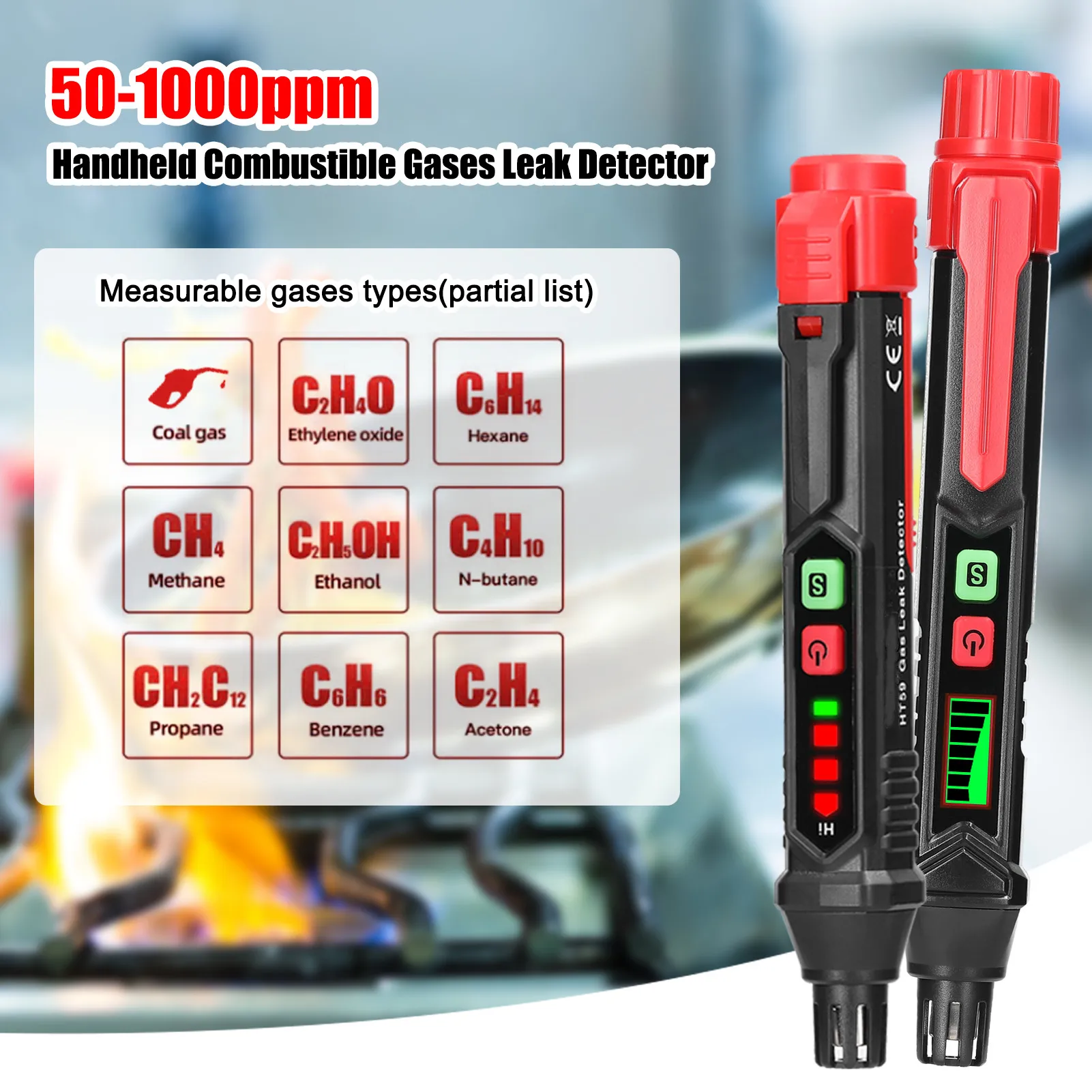 HABOTEST HT59/HT60 Gas Leak Detector 0-1000PPM Sound&Screen Alarm Flammable Combustible Natural Gas CH4 CO Finder digital ht601 gas analyzer gas leak detector ppm meter combustible flammable natural tester sound light alarm 9999 ppm 20% lel