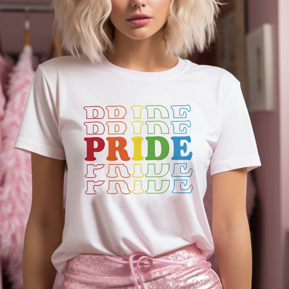 

Футболка с принтом радуги гордости, футболка ЛГБТ гордости месяца, Женская Радужная футболка, топ для девочек, футболка с графическим принтом Love Wins, летняя одежда