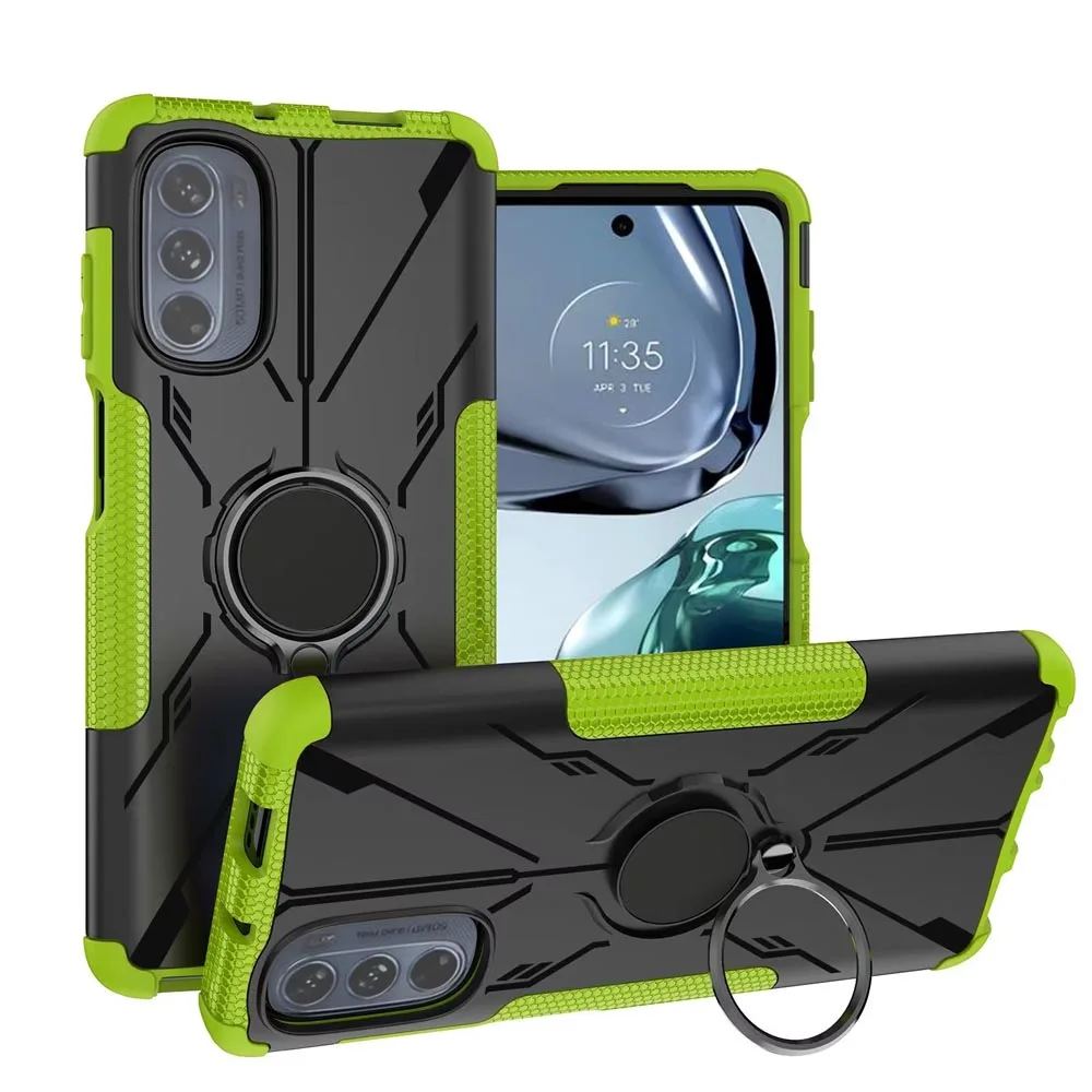Custodia Ibrida Antiurto Per Custodia Motorola Moto G62 Heavy Duty Con Cover Posteriore Ad Anello In Metallo Per Moto G 62 5G Motog62 Coque