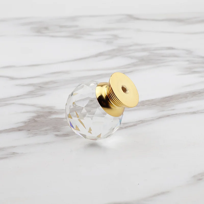 Single Hole 30MM Crystal Glass Ball Handle European Cabinet Door Drawer Furniture Hardware Accessories 1pcs