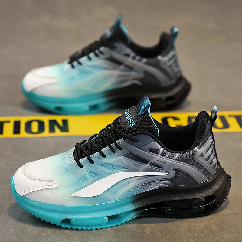 Men's Breathable Sports Shoes - Mesh Breathable Plaid Cushioning Running Shoes for Basketball, Tennis and Casual Use