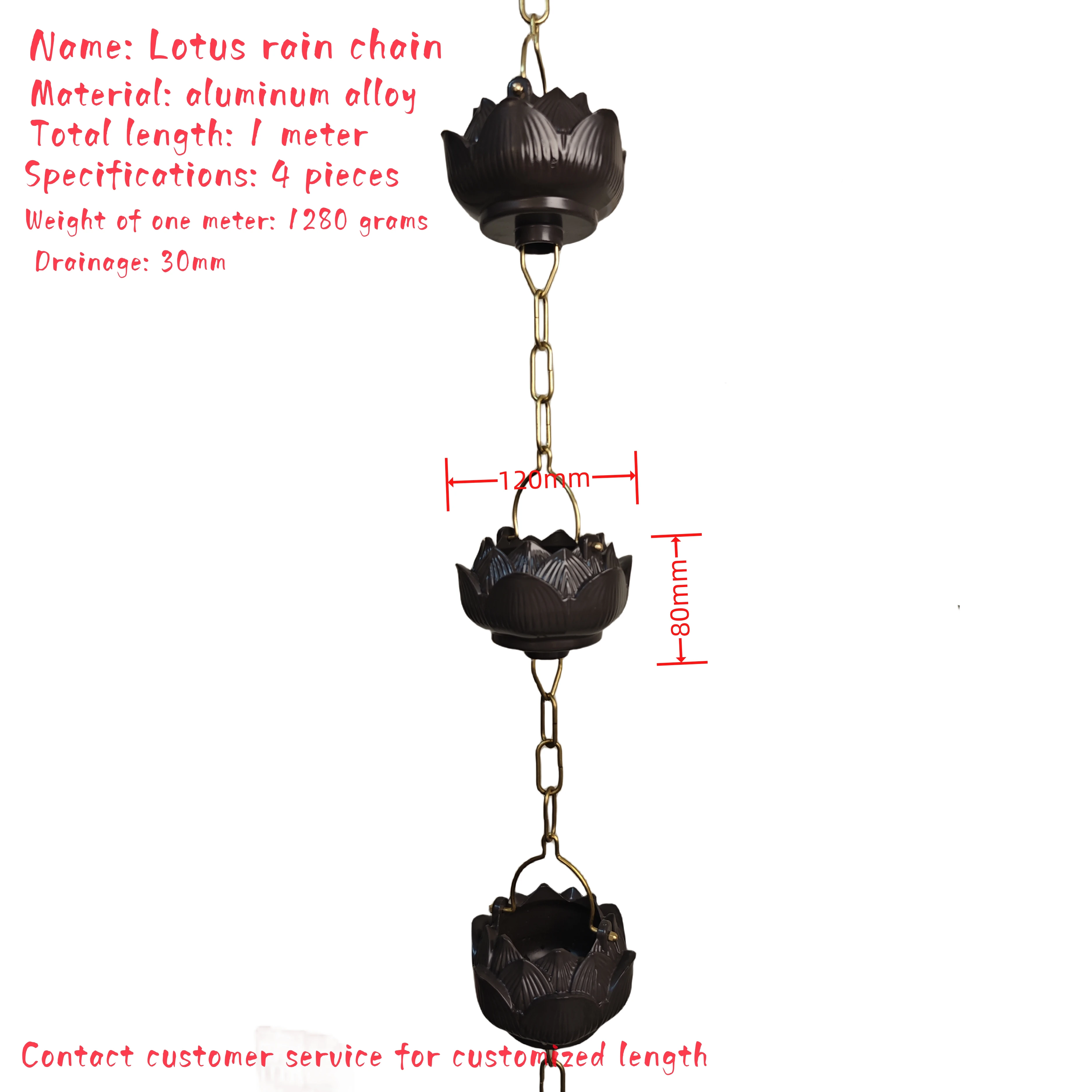 Temple Lotus Rain Chain Courtyard Rain Chain Gardening Outdoor Drainage Japanese Water Guide rain chain adapter