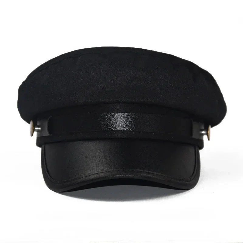 PU Leather Hat for Men Women British Style