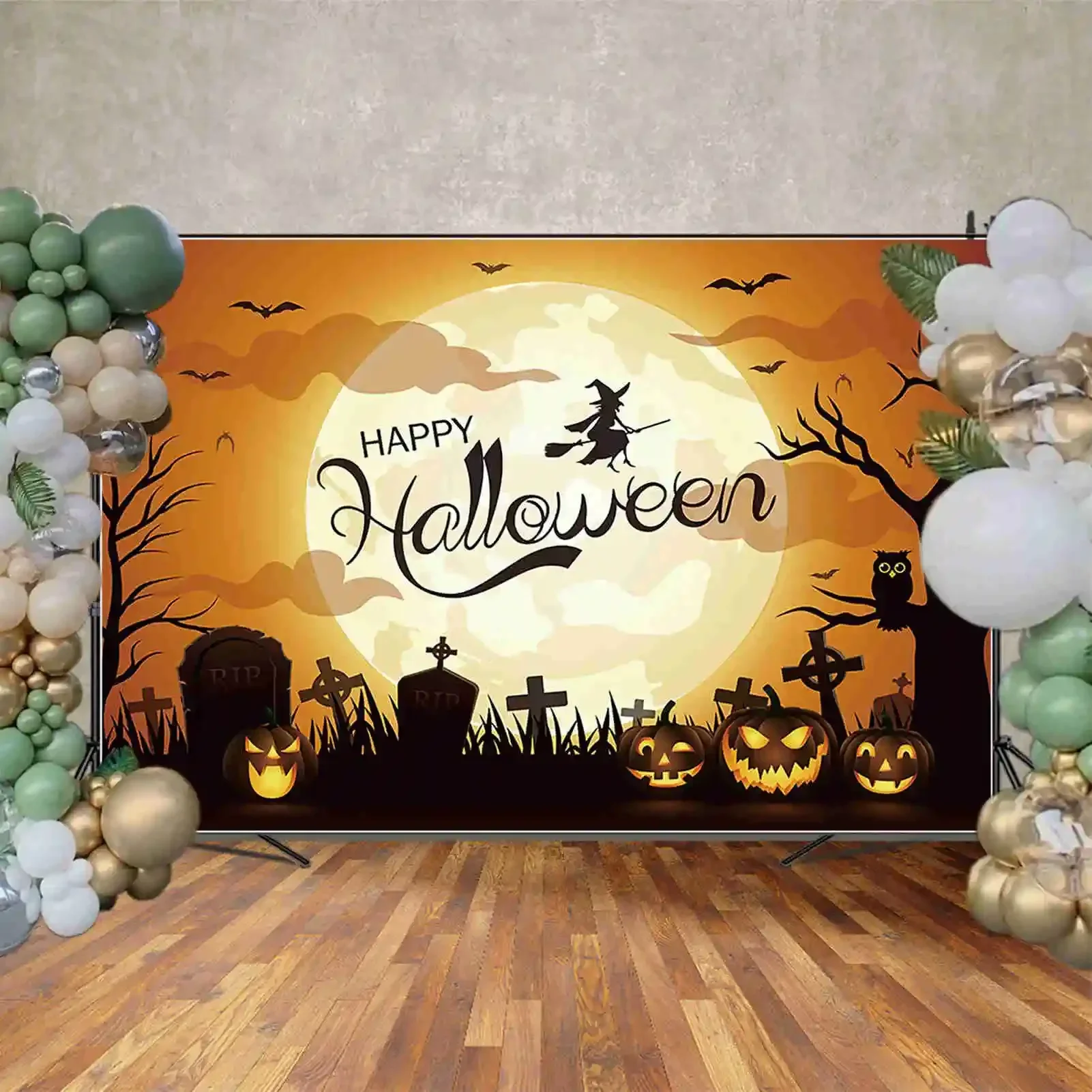 MOON.QG 2025 Haunted Halloween Party Decoration Photo Studio Background Pumpkin Gloomy Castle Backdrop House Photozone Photocall