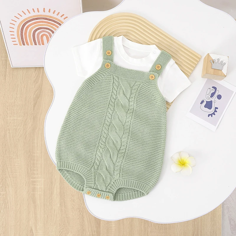 

Baby Bodysuits Clothes Spring Autumn Solid Sleeveless Knit Newborn Boys Girls Onesie Outfits One Piece Infant Outerwear Jumpsuit
