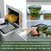Rectangular Transparent Glass Lunch Box with Lid Microwave-safe 400℃ Heat-resistant Sealed Snack Food Box Fruit Round Bento Box 4