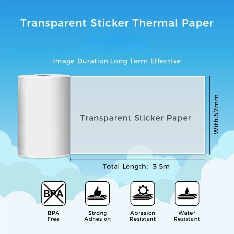 Transparent Adhesive Thermal Sticker Paper, For Phomemo/Memoking T02/M02 TP6 Printer Black On Transparent For Notes List Sticker