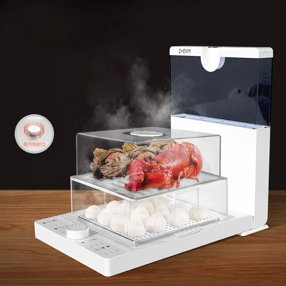 Folding Electric Steamer Transparent Multi-Function Large-Capacity Automatic Steamer Kitchen Household Small