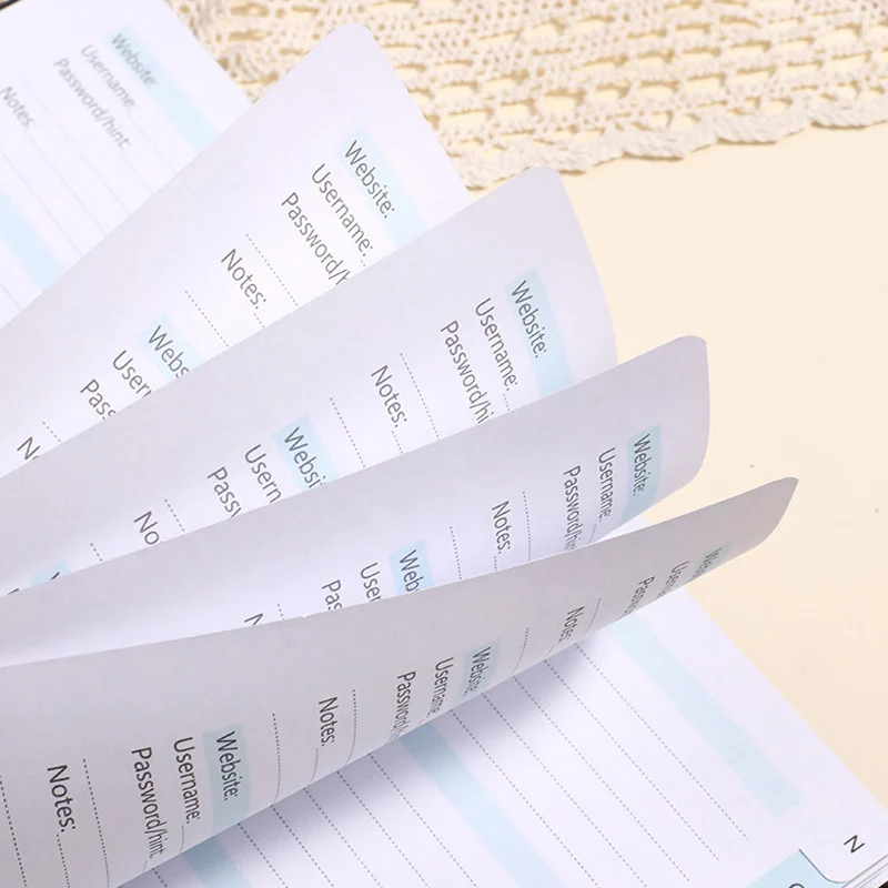 Spiral Password Keeper Book 56 Sheets Alphabetical Tabs Notebook PU Leather Cover Pen Holder Secure Internet Password Organizer 6