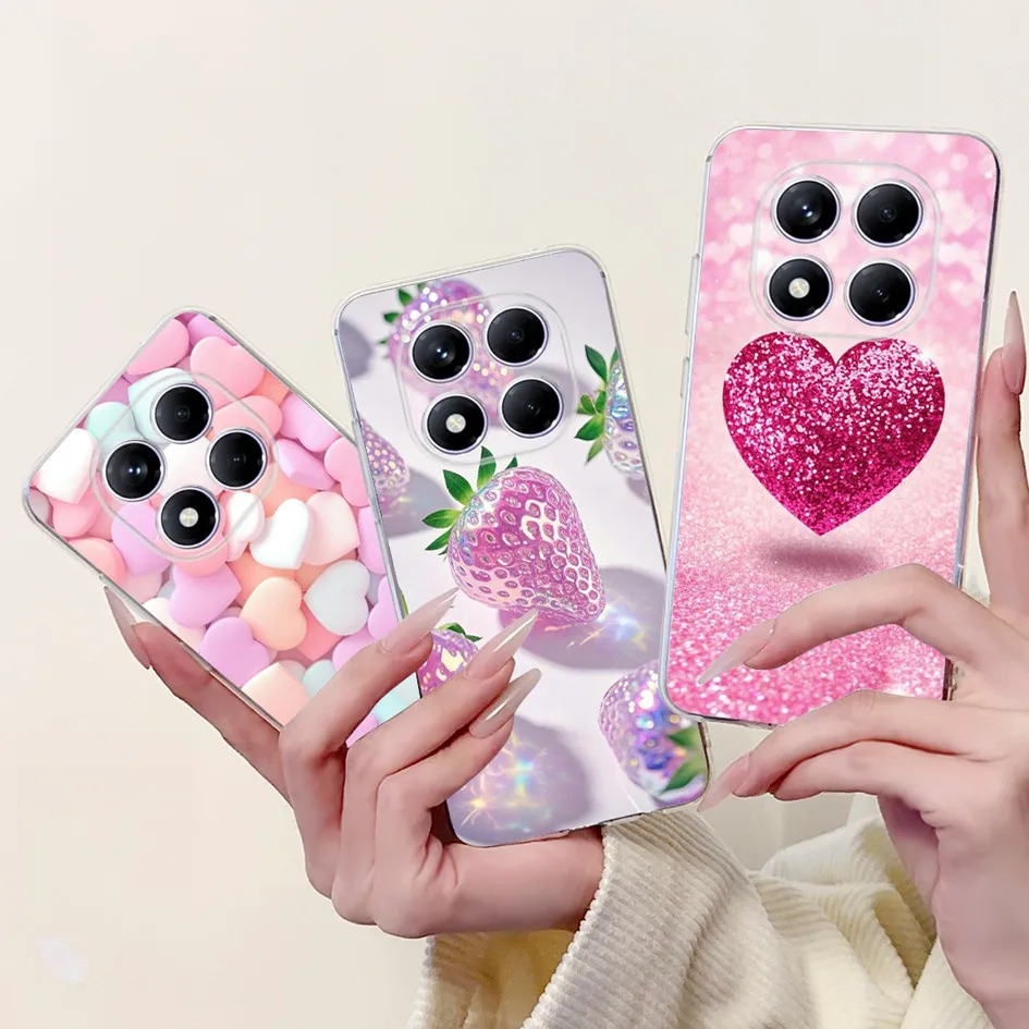 Cute Strawberry Love Heart Soft Silicone Clear Phone Case Cover