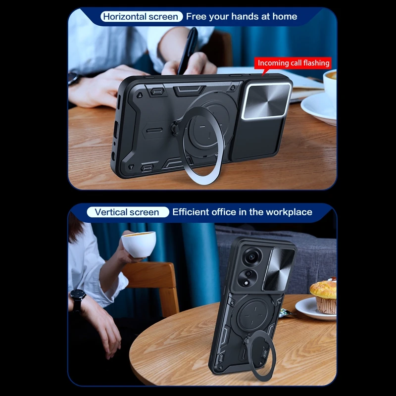 Shockproof Protective Phone Case with Stand and Lens Protection