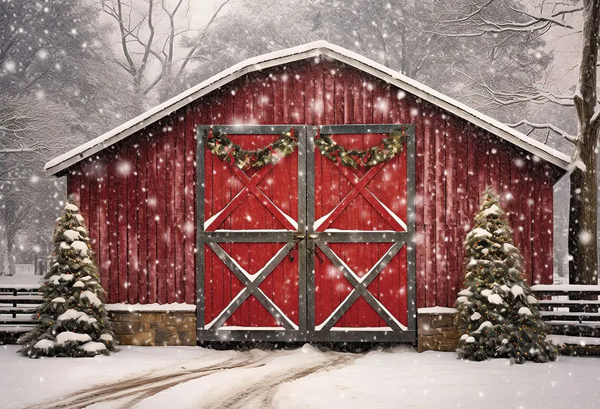 12x10FT Kerst Achtergrond Kerst Foto Kerstboom Rustieke Houten Schuur Deur Fotografie Achtergrond Familie Winter Vakantie Kerst Nieuwjaar Party Decoraties Banner Foto Booth Props
