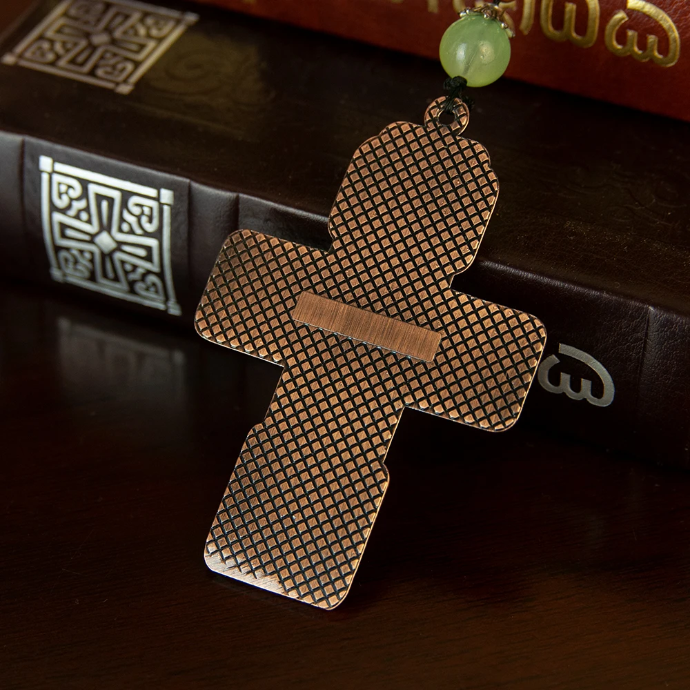 HTISOK Orthodox Necklace With Wooden bead chain Crucifix Gold Wooden Rosary Beaded Chain Religious Jesus Prayer Jewelry