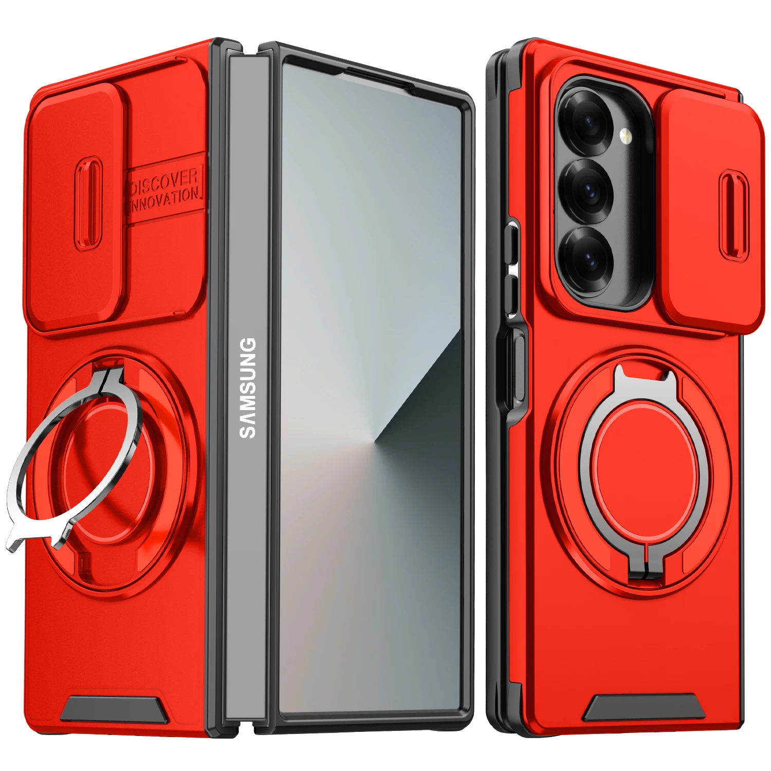 Premium Armor Case with Slide Lens Protection and Magnetic Ring Holder