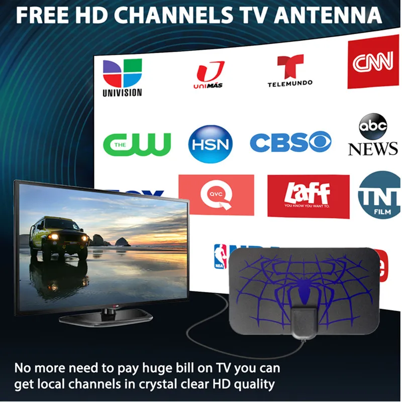 TV Antenna 4K 8K 25DB High Gain HD TV DTV Box Digital EU Plug 3000 Miles Booster Active Indoor Aerial Flat Design