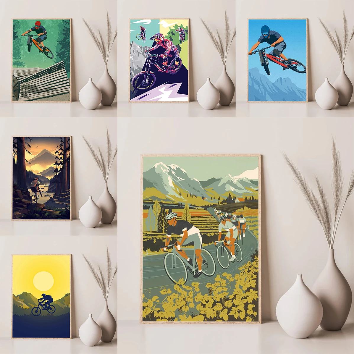 

Vintage Mountain Bike Poster Large Paintings Modern Living Room Decoration Home Decorations Decorative Prints Wall Painting Art