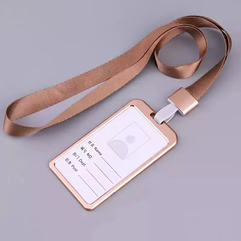 Golden/Silver Aluminum Alloy Badges Stationery Name Cord for Medical Credentials Nursing Pass Badge ID Card Holder with Lanyard