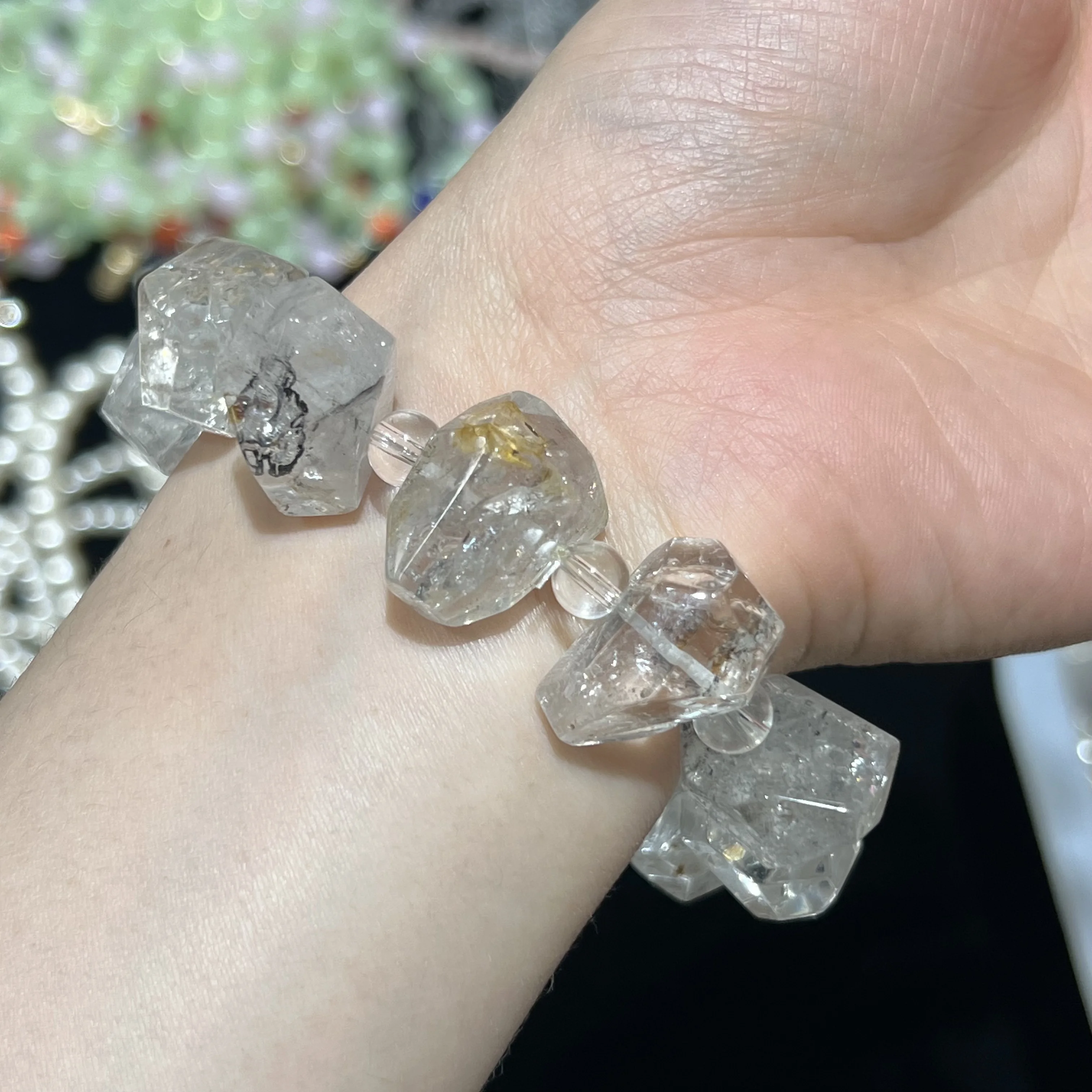 AAAA+++ Natural Herkimer Diamond Quartz Beaded Bracelet, Birthstone Bracelet,Gemstone ,Anniversary Gift 4