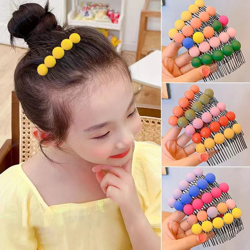 Children's Bbroken Hair and Comb Kids Hairpins Girls Bangs broken Hair Hair Clips Candy-Colored Balls Hair Accessories
