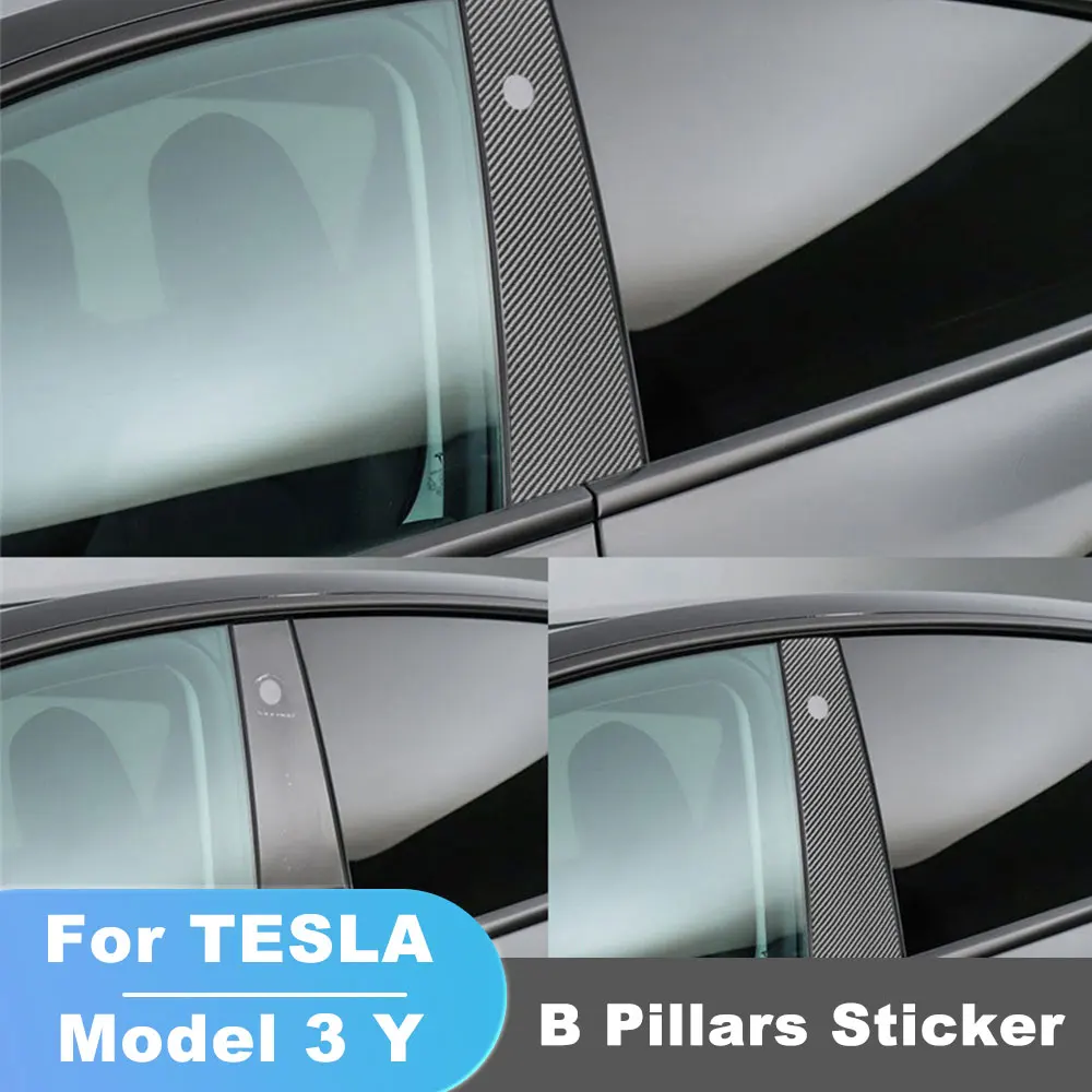 

Carbon Fiber Glue For Tesla Model 3 Model Y 2017-2023 Car Window B Pillars Stickers Wrap Kit Car Sticker Protector Accessories