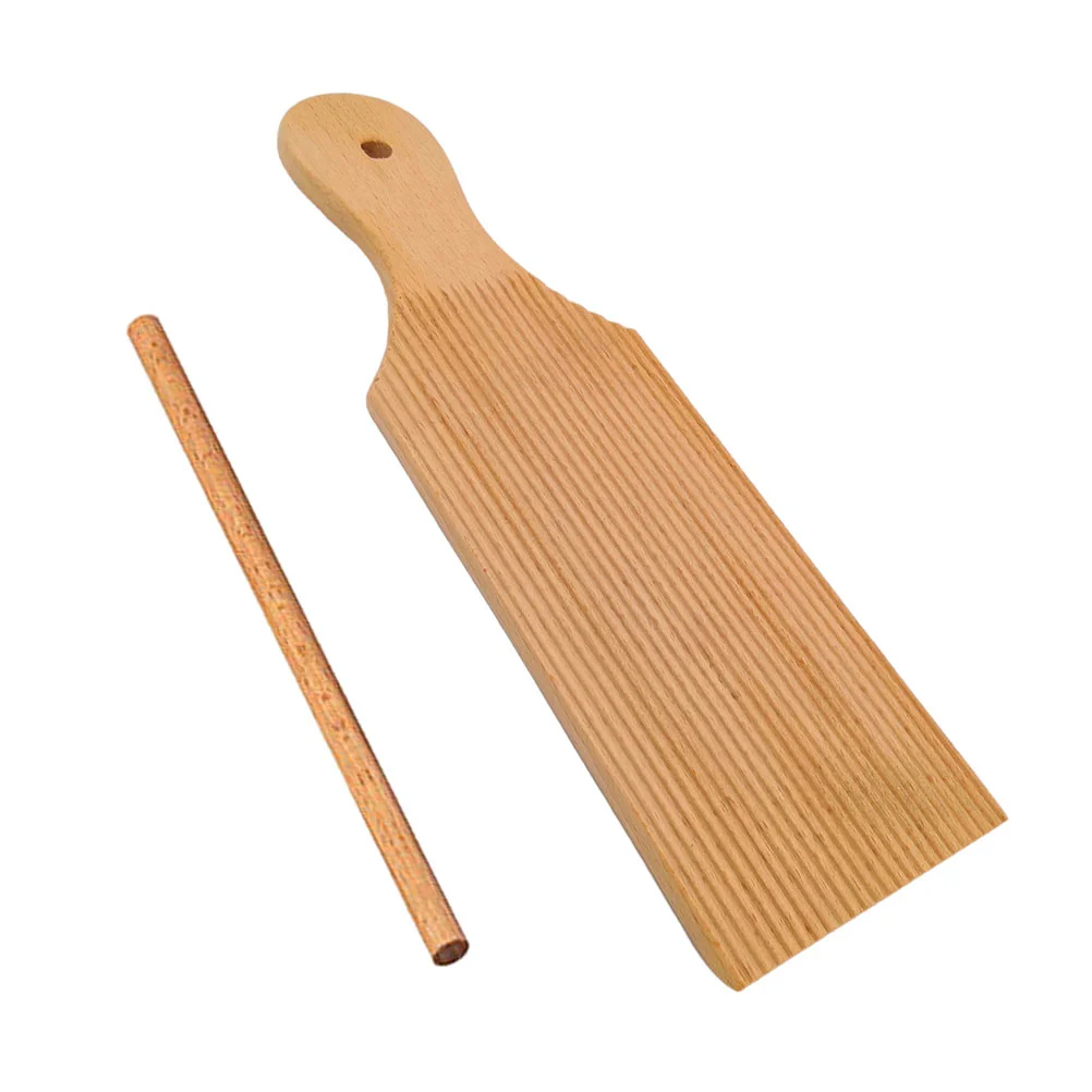 

1 Set of Gnochi Maker Kitchen Rolling Rod Wooden Pasta Board Stripe Shaped Mold
