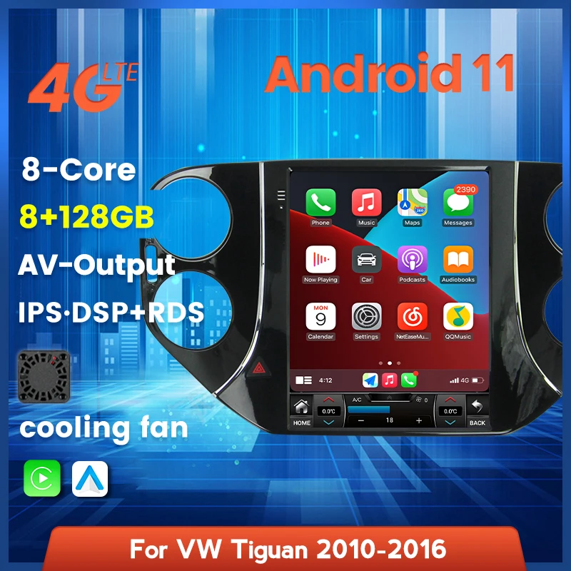 Автомобильный радиоприемник Tesla Android 11 8 + 128 ГГц стерео для VW Volkswagen Tiguan 2010-2016
