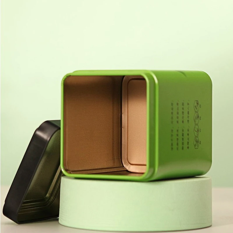 Description Picture 3 of itemMini Square Tinplate Storage Box Sealed Tea Caddy Small Coffee Jar Tea Leaves Container Cans Small Spices Storage Boxes