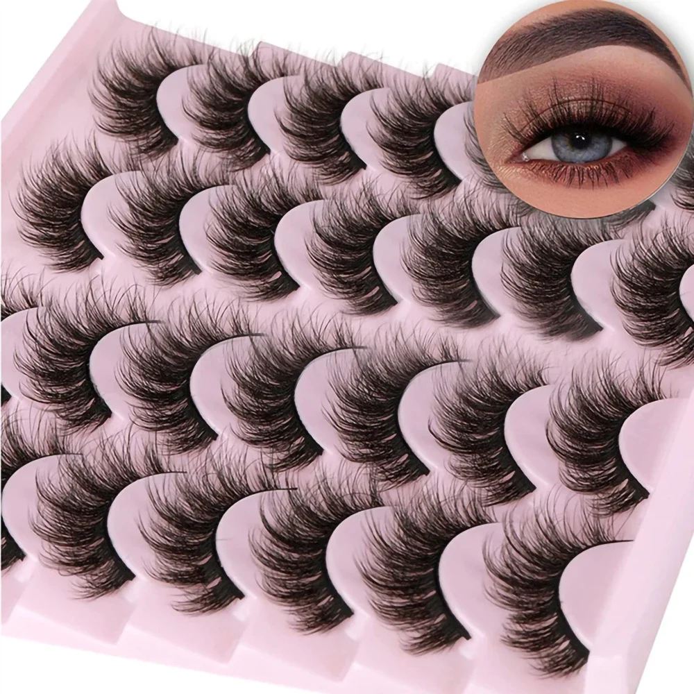 

14 Pairs 3D Mink Lashes Faux Mink Fluffy Lash Soft Full Thick Wispy Eyelash Dramatic False Eyelashes Makeup