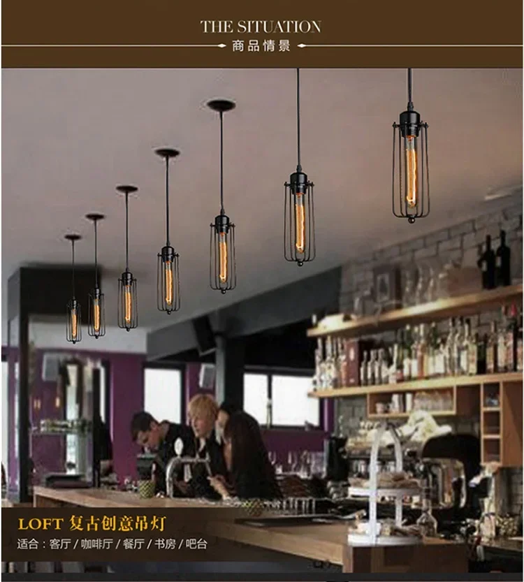 Description Picture 3 of itemCreative Restaurant Chandelier Retro Wrought Iron Bar Table Cafe Shop Beauty Salon Internet Cafe Box Industrial Style Lamps