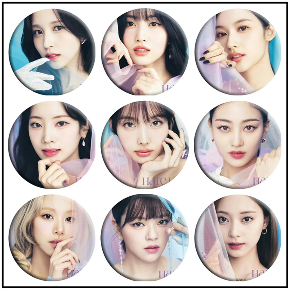 Kpop Twice Badge Nuovo Album Hare Hare Photo Spilla Pins Cappello Borsa Accessori Mina Sana Ihyo Nayeon Momo Chaeyoung Distintivi Regalo