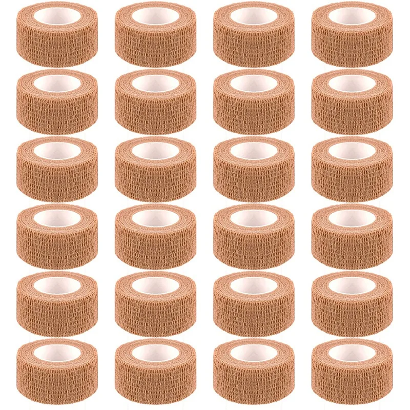Hot Yo-24 Rolls Fasciatura Autoadesiva Elastica Beige Fasciatura Sportiva Per Carnagione Da 2.5Cm Per Lesioni Sportive E Trattamento Per Animali Domes