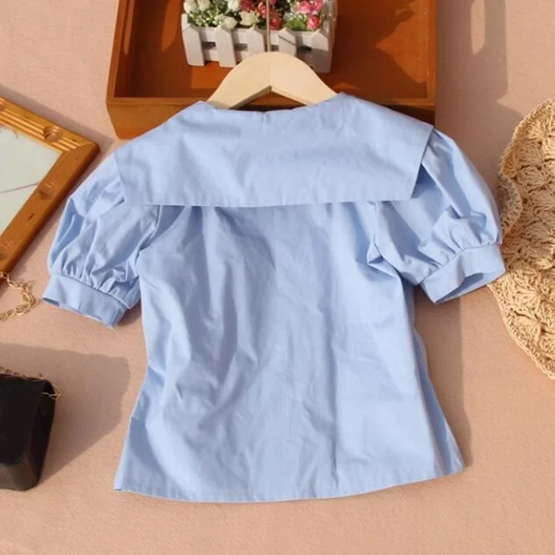 2-16 Years Summer Baby Toddler Teen Girl Blouses And Tops School Uniform Girls White Blouse Kids Cotton Shirt Children's Clothes