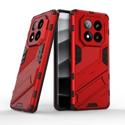 Armor Shockproof Protective Case with Magnetic Stand Holder for Redmi Note 14C (Cola Red)