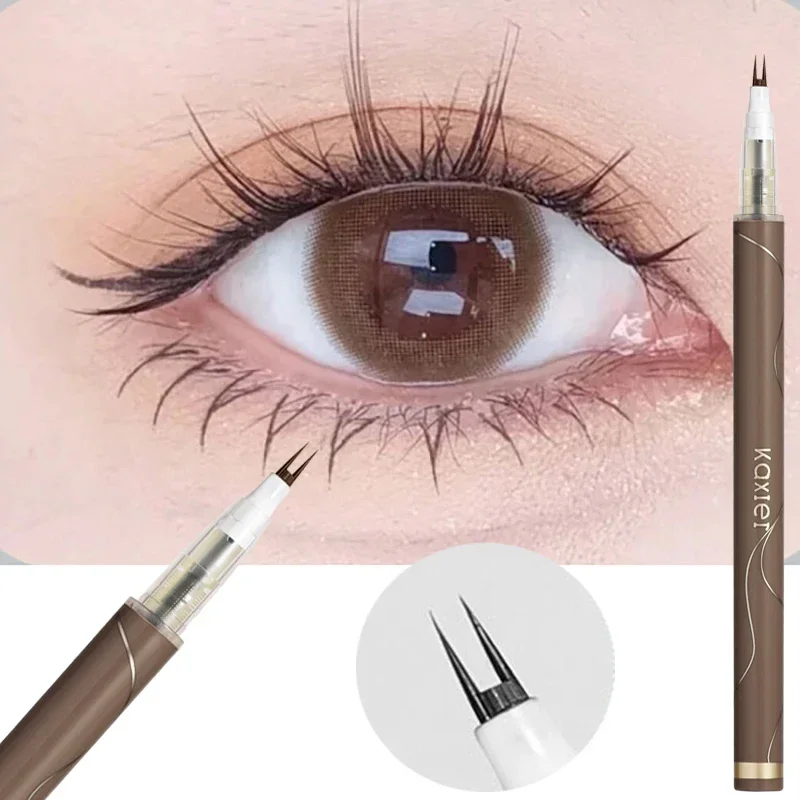 Double Forked Tip Lower eyelash Pen Makeup Ultra-thin 2 Fork Tip Liquid Eyeliner Waterproof Natural Eye Brow Lower Lash Pencil 2
