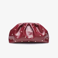 2025 New Women's Zipper Handbag Fashion Simple Multifunctional Clasp Bag Mushroom Nail Large Capacity Folded Cloud Dinner Bag - Image 2
