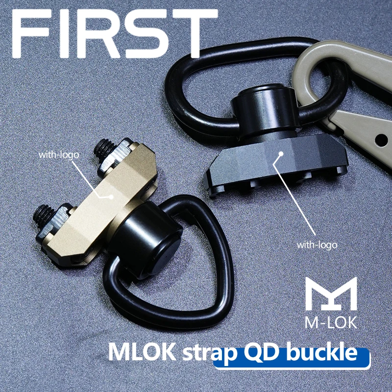 Tactical 1.25 Sling Loop Mount Adapter Fit MLOK Rail Shoulder Strap Quick Release Button Airsoft 360 Degree QD Swivel Base