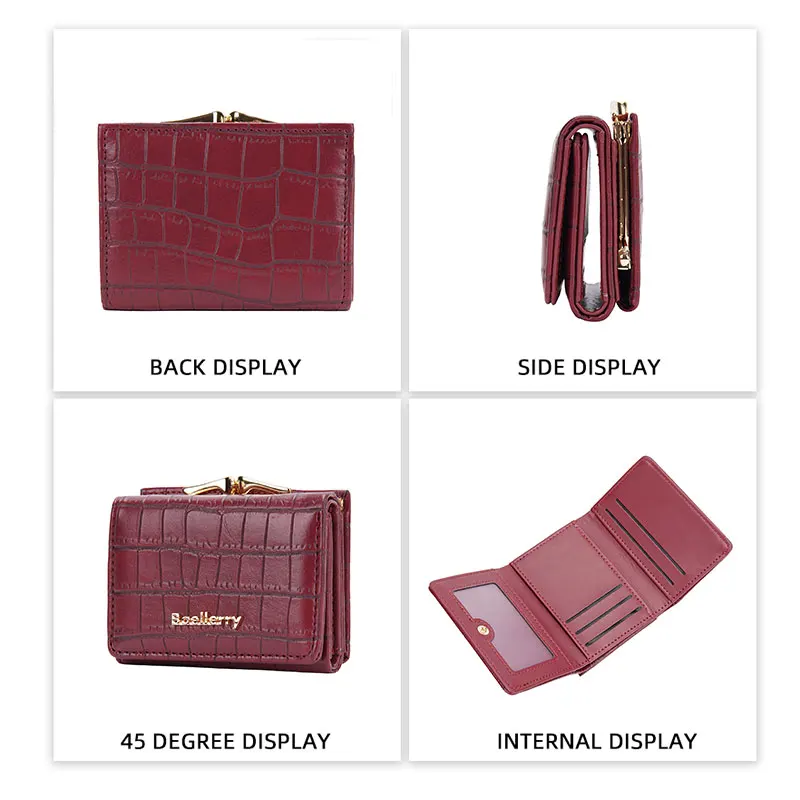 Baellerry New Short Women Wallet Coin Pocket Crocodile Pattern Female Purse Photo Holder Wallet For Girls Hasp Card Holder 4