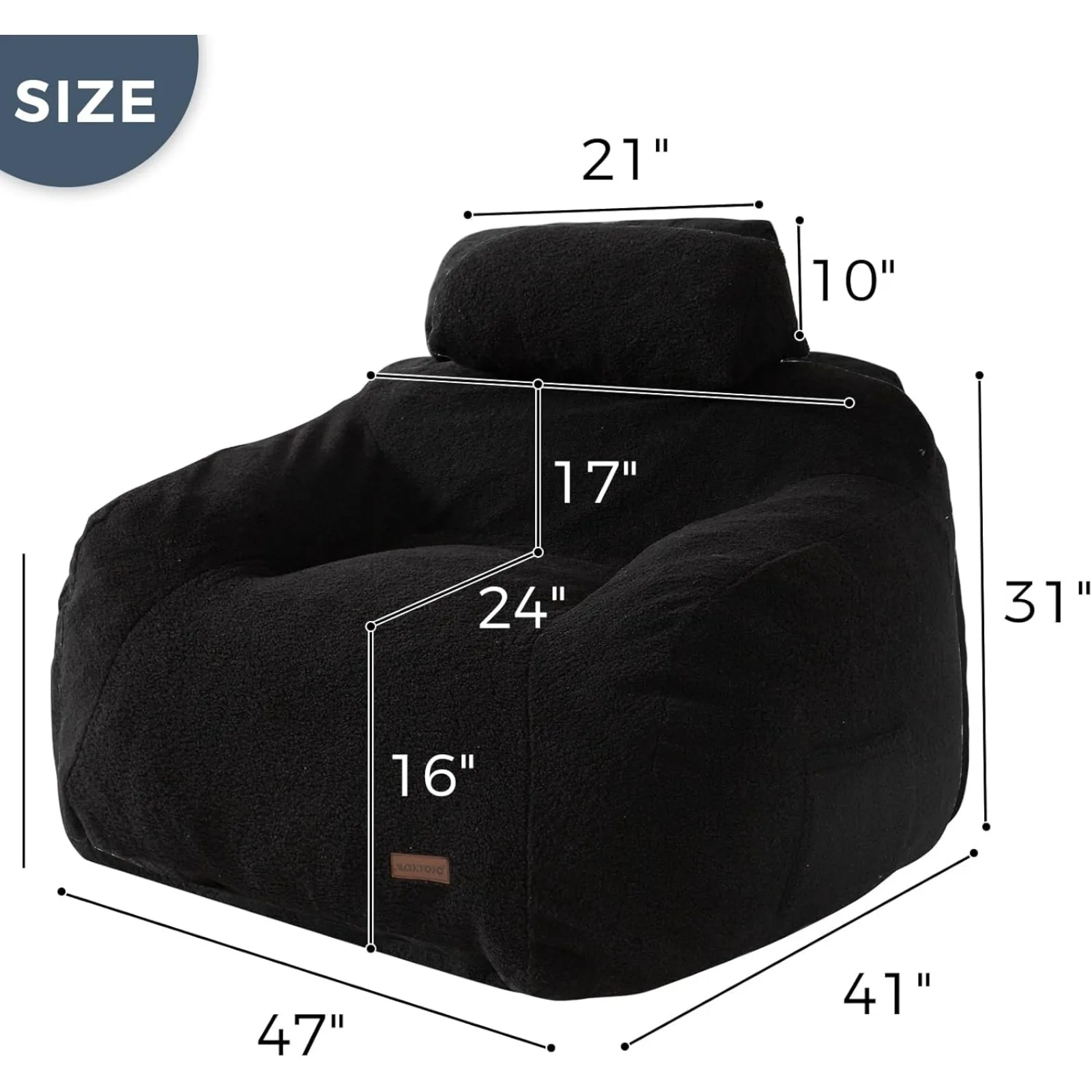US Giant Bean Bag Chair with Pillow, Boucle Bean Bag Sofa for Adults,Large Upholstered Couch Lazy Sofa with