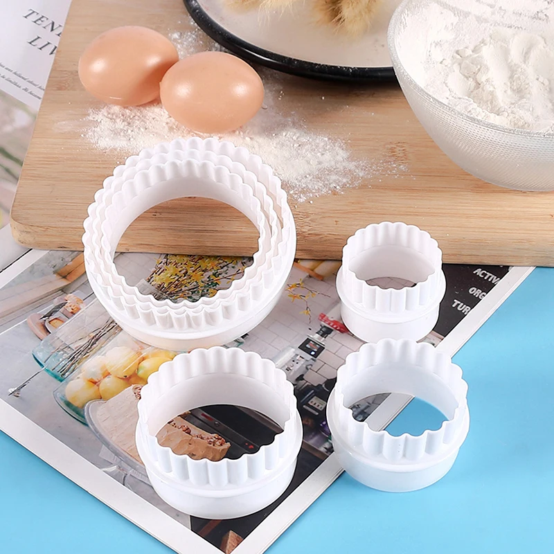 Cookie Cutters 6Pcs/Set White Wave Round Double-sided For Kitchen Baking Pastry Candy Chocolate