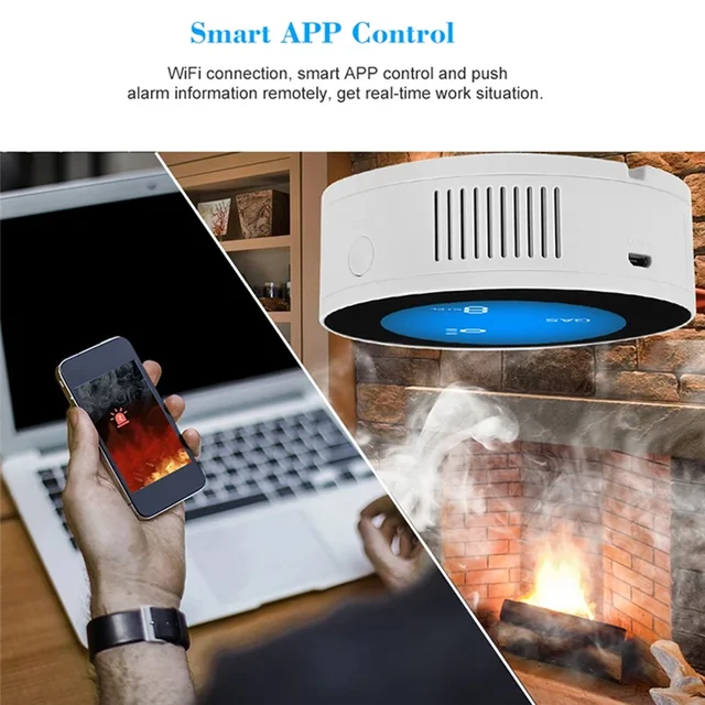 Combustible Gas Detector Combustible Gas Leak Detector With Temperature Function With LCD Display With Tuya App EU Plug-[Y03A] 3