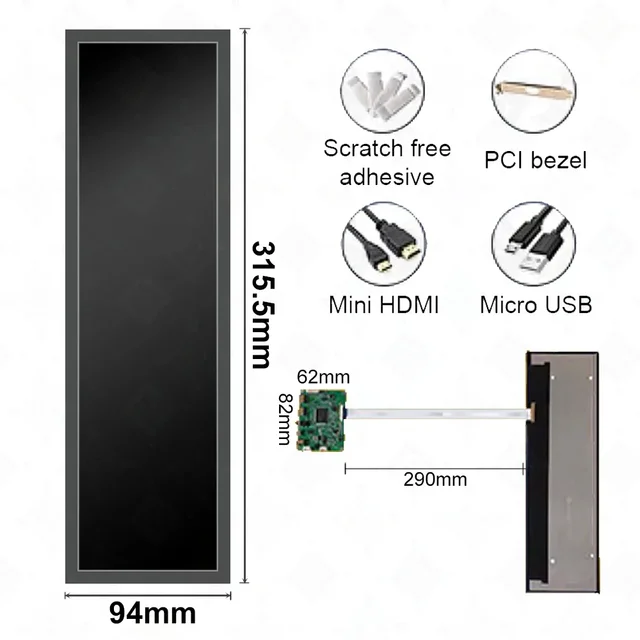 Y60 Y70 12.6 Inch DIY LCD Data Monitoring Display Screen 1920x515 Resolution Dynamic Auxiliary Screen MOD Without PC Box 2