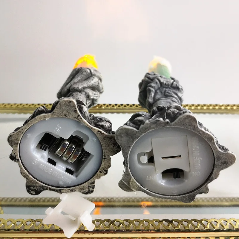 Halloween LED-lys Horror Skull Candle Ghost Holding Candle Lamp Holloween Festdekoration til hjemsøgte huspynt_voghion.com