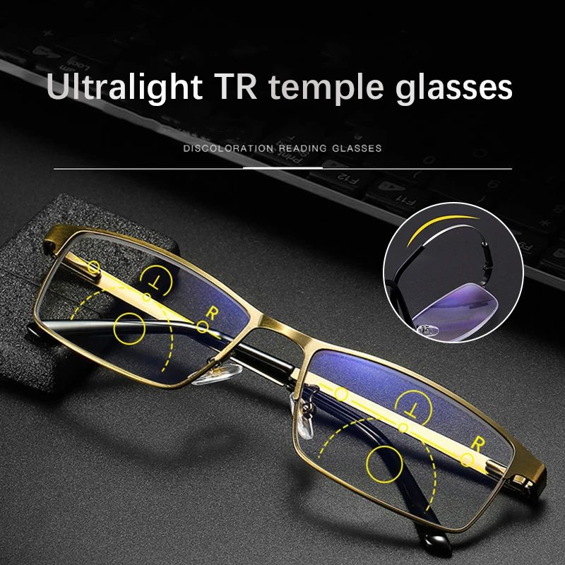 

Metal Men's Smart Progressive Reading Glasses Women's Near-use Dual-use Anti-Blue Light Automatic Adjustment Glasses Bendable