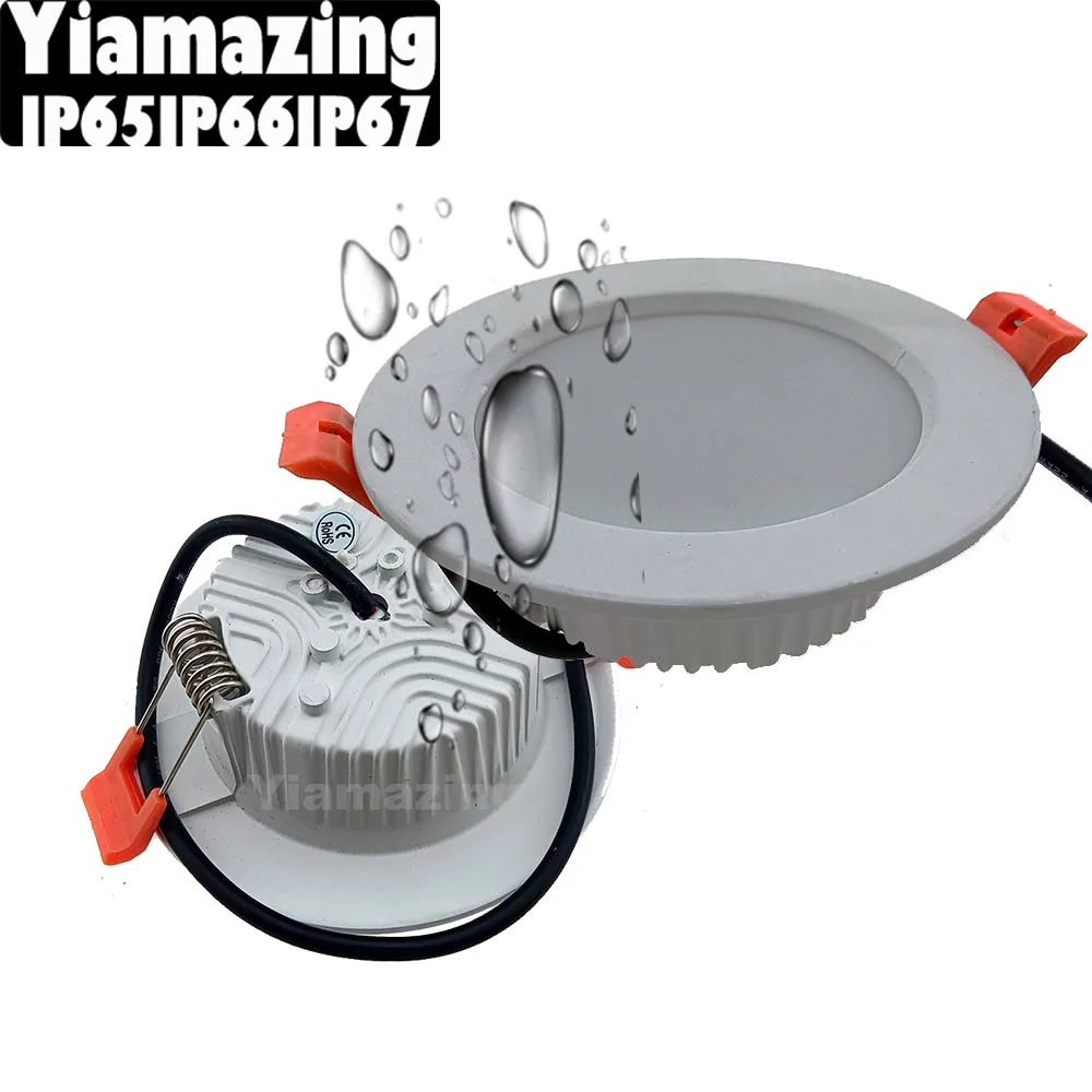 White IP67 220V Outdoor Waterproof IP65 IP66 LED Downlight 7w 9W 12W 15W 18W 24W 30W Kitchen Bathroom Spot Light Ceiling Lamp