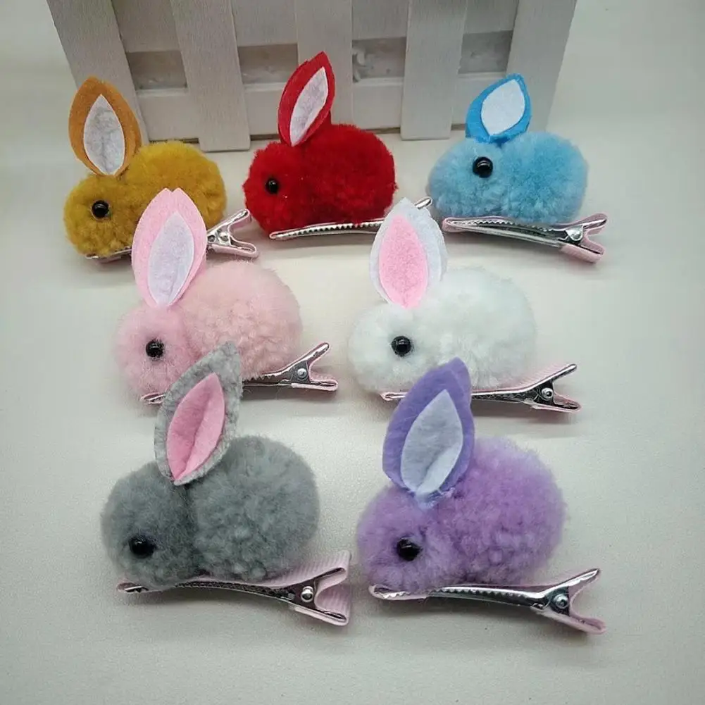 

Cute Cartoon Hair Clips Adorable Winter Plush Bunny Hairpins Vivid Color Hair Clips Shape Hair Accessory for Kids Fashionable