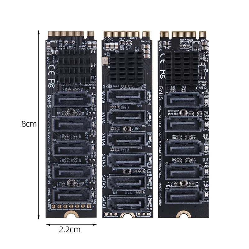 M2 hogy SATA Adapter M.2 NGFF NVME hogy SATA3.0 Kibővítés rty B+M kulcs m-key hogy 5/6 ports SATA3.0 6gbps Számvevő Lépcsőfok magassága számára Merevlemez SSD